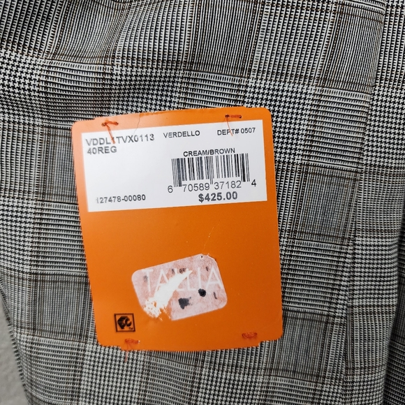 NWT Tallia Blazer Suit Coat Jacket Cream Brown Wool Blend Sportcoat 40R Large - Picture 3 of 12